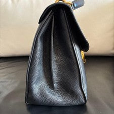 Salvatore Ferragamo Margot 2Way Black Leather Handbag H28 W33 #QY750S