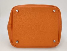 HERMES Picotin Lock MM, Taurillon leather, orange tones, silver hardware #QYFHOY