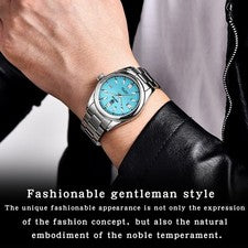 High-quality, top-brand sky blue sports watch for men, quartz movement, #PGJQ2C