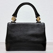 Versace handbag, sunburst leather, enamel, black #QY31V7