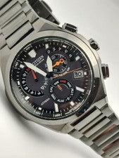 Citizen Attesa Radio-Controlled Solar Chronograph E610 in All Black Tita #PF7XUW