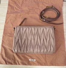 miumiu Miu Miu Matelasse shoulder bag pink beige