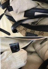 GUCCI GG Canvas 2-way Handbag Leather Black #QYGBXG