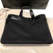 GUCCI Brown Canvas Leather Large Tote Handbag Classic #QYA4X4