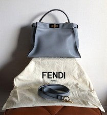 FENDI Peekaboo Regular Gray Calf Leather Handbag #QY8ETL
