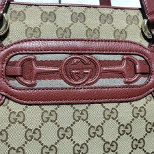 Gucci tote bag, GG canvas, horsebit, interlocking leather. #QYF8V1