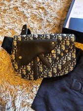 CHRISTIAN DIOR Saddle Bag Body Bag Shoulder Bag Canvas #QY72S1