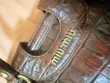 MIU MIU Croco Embossed Shoulder Bag Long Wallet Set