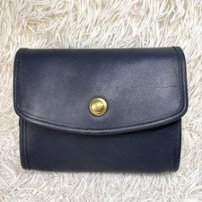 USA COACH 334 Old Coach Leather Shoulder Bag, Navy, Hardware #QYC0ED