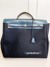 HERM?S HAC GM Navy Leather Large Handbag 2001 Hard to Find #QY397X