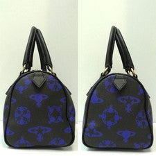 Vivienne Westwood Mini Boston Bag, Logo Mania, Black x Blue #QYC1EM