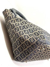FENDI Zucchino Zucca Pattern Handbag Leather Canvas #QY2SL3