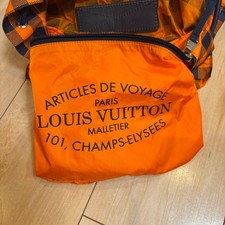 LOUIS VUITTON Orange Check Pattern Backpack Front Pocket #QYJXNL