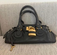 Chloe Paddington handbag with padlock, leather, black, Y2K #QYD3Q1