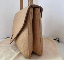 LOEWE Heritage Handbag, Circle Logo, Leather Flap, Beige #QYJZAG