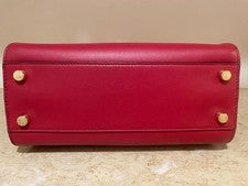 FENDI Peekaboo Essentially Medium Red Calfskin Handbag A&W 2018 27cm withS #QYE6LU