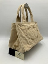 PRADA Canapa M-size DELAVE Tote Bag, Beige #QYE5TM