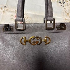 GUCCI Zumi Grey Leather Small Top Handle Bag #QYHL0G