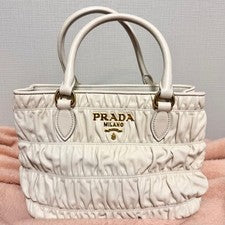 PRADA Gathered Handbag White #QY8MSM