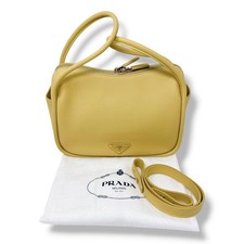 Prada handbag, Darling, light yellow leather, women's brand #QYJ447