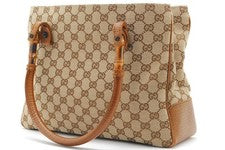 GUCCI GG Canvas Bamboo Handle Tote Bag #QYKMGE
