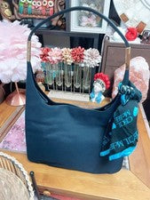 GUCCI Classic Black Handbag Nylon Scarf Accent From Japanese #QY0GQX