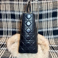 DIOR Lady Dior Cannage Handbag Black Lambskin Women #QY14D4