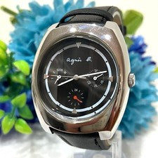 agnes b. Triple Calendar Black Dial #QY7QEK