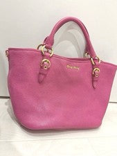 MIU MIU MIUMIU Madras 2-Way Handbag, Leather, Pink #QY0NC6