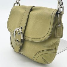 COACH Soho Flap Shoulder Bag, Leather, Light Green, Logo Hardware #QYJAWU