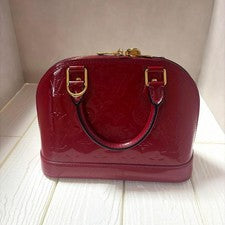 LOUIS VUITTON Alma BB Vernis Pomme d'Amour 2-Way Handbag #QY133S