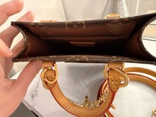 LOUIS VUITTON Petite Sac Plat Monogram Canvas Bag + Chain Charm Set #QY00XS