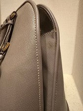 PRADA Saffiano Leather Handbag ARGILLA Beige Gray W-size Italy From Japa #QY0902