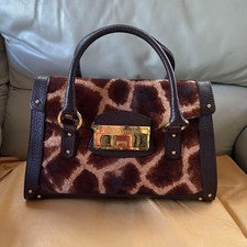 DOLCE & GABBANA Dolce & Gabbana Haircalf Leather Handbag Brown W35 H22 D #QYKF6U