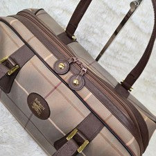 BURBERRY Mini Boston Bag with Pouch, Nova Check Leather #QYDQJ6