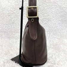 Old Coach Shoulder Bag Side Pack Dark Brown Leather 9953 #QY3861