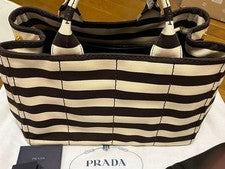 Prada Canapa Striped Brown Handbag Shoulder Bag #QY2EG3