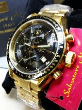 Gold IP coating, multifunction chronograph, 100M water resistance. #QY1YB0