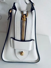 PRADA Saffiano 2-way Handbag Shoulder Bag White Black #QYGR5X