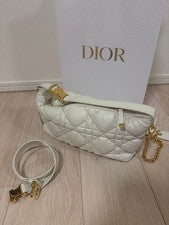 Dior Nomad Pouch Cannage Shoulder Bag for Women, White #QYBF3Y