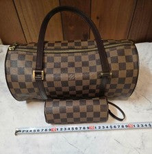 LOUIS VUITTON Papillon Damier Canvas Handbag N51303 + Pouch #QY2TCQ