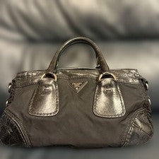 PRADA handbag, black nylon and leather. #QY73AJ