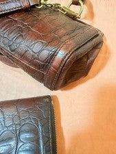 MIU MIU Croco Embossed Shoulder Bag Long Wallet Set