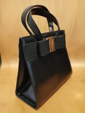 Ferragamo Vara Ribbon Handbag, 2-way, Black with Gold Hardware #QY69FW