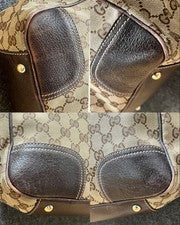 GUCCI Sherry Ribbon GG Monogram Tote Bag Brown with Dust Bag #PCAJ3K