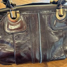 CHLOE Elodie Leather Tote Handbag Brown Long Handle #QY7JKF