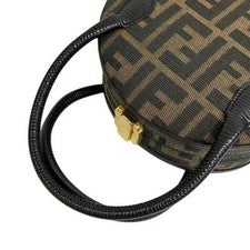FENDI Canvas Zucca Monogram Leather Trim Handbag Brown Italy #QYELVW