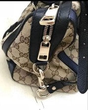 GUCCI GG Canvas 2-way Handbag Leather Black #QYGBXG