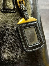 PRADA handbag, Saffiano leather, black, triangle logo #QYD3TP