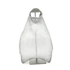PRADA mesh hand tote bag with triangular logo, silver, lightweight. #QYEU9S